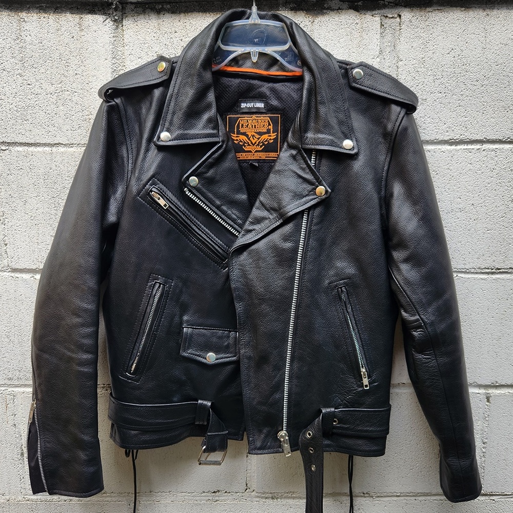 Milwaukee Genuine Leather Black Biker Jacket  | Motorcycle Jacket